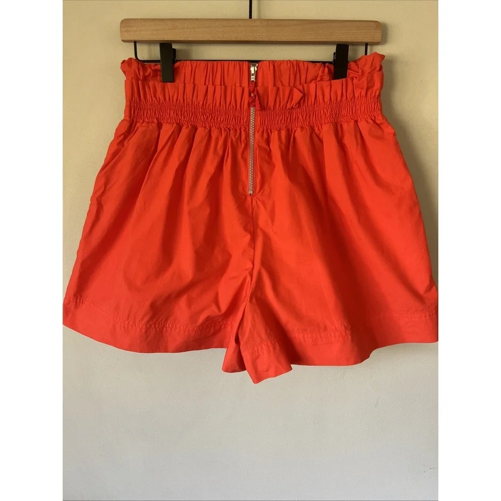 Maeve Anthropologie Paperbag Skort XS Orange Cotton High Waist Mini Skirt Shorts